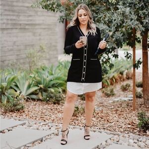 ByEgreis rhinestone blazer type dress.